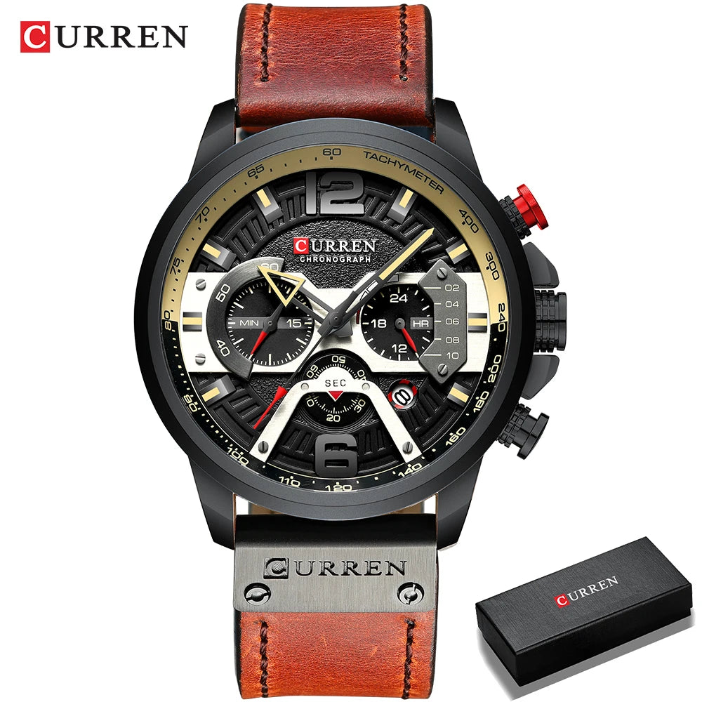 Montres pour hommes Relogio Masculino 2021 Top Marque De Luxe Hommes Militaire Sport Montre-Bracelet En Cuir Montre À Quartz Erkek Saat Curren 8329