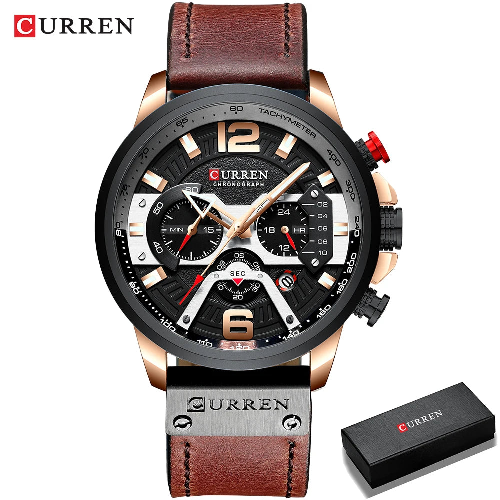 Montres pour hommes Relogio Masculino 2021 Top Marque De Luxe Hommes Militaire Sport Montre-Bracelet En Cuir Montre À Quartz Erkek Saat Curren 8329