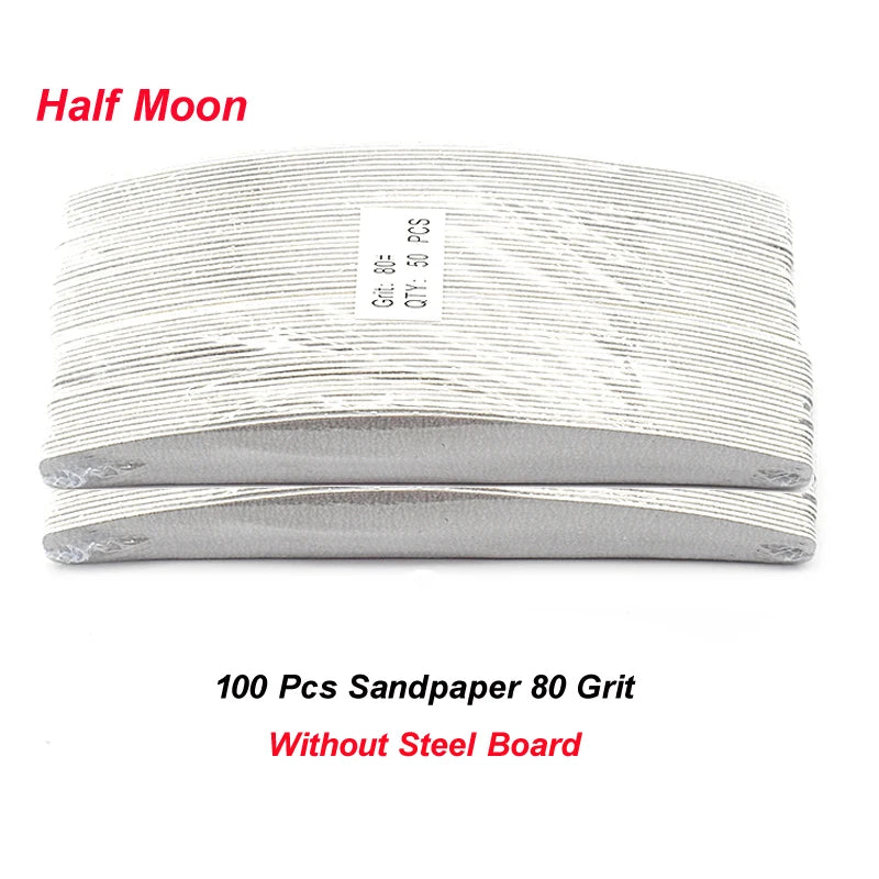 100Pcs/Lot Moon Replacement Sandpaper Files with Metal Handle – Multi-Grit Set (80, 100, 180, 240) for Saws