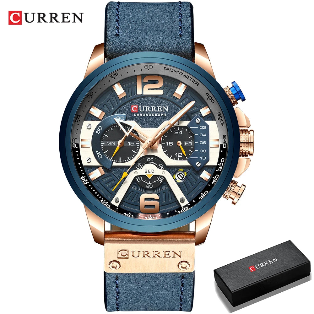 Montres pour hommes Relogio Masculino 2021 Top Marque De Luxe Hommes Militaire Sport Montre-Bracelet En Cuir Montre À Quartz Erkek Saat Curren 8329