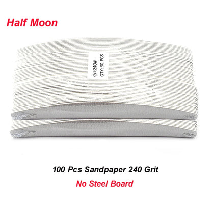 100Pcs/Lot Moon Replacement Sandpaper Files with Metal Handle – Multi-Grit Set (80, 100, 180, 240) for Saws