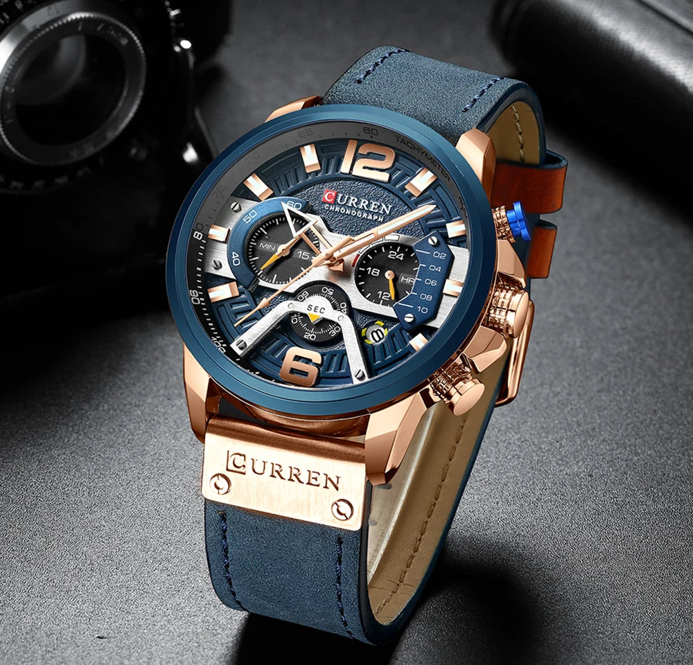 Montres pour hommes Relogio Masculino 2021 Top Marque De Luxe Hommes Militaire Sport Montre-Bracelet En Cuir Montre À Quartz Erkek Saat Curren 8329