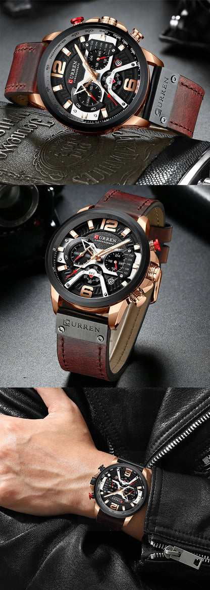 Montres pour hommes Relogio Masculino 2021 Top Marque De Luxe Hommes Militaire Sport Montre-Bracelet En Cuir Montre À Quartz Erkek Saat Curren 8329