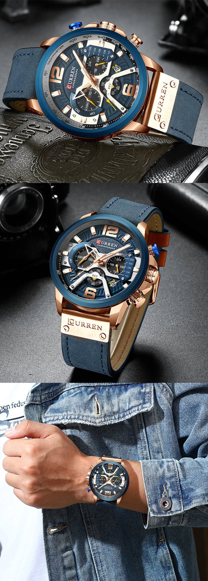 Montres pour hommes Relogio Masculino 2021 Top Marque De Luxe Hommes Militaire Sport Montre-Bracelet En Cuir Montre À Quartz Erkek Saat Curren 8329