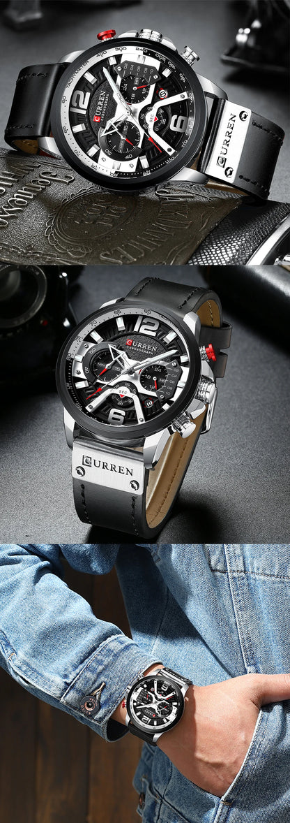 Montres pour hommes Relogio Masculino 2021 Top Marque De Luxe Hommes Militaire Sport Montre-Bracelet En Cuir Montre À Quartz Erkek Saat Curren 8329