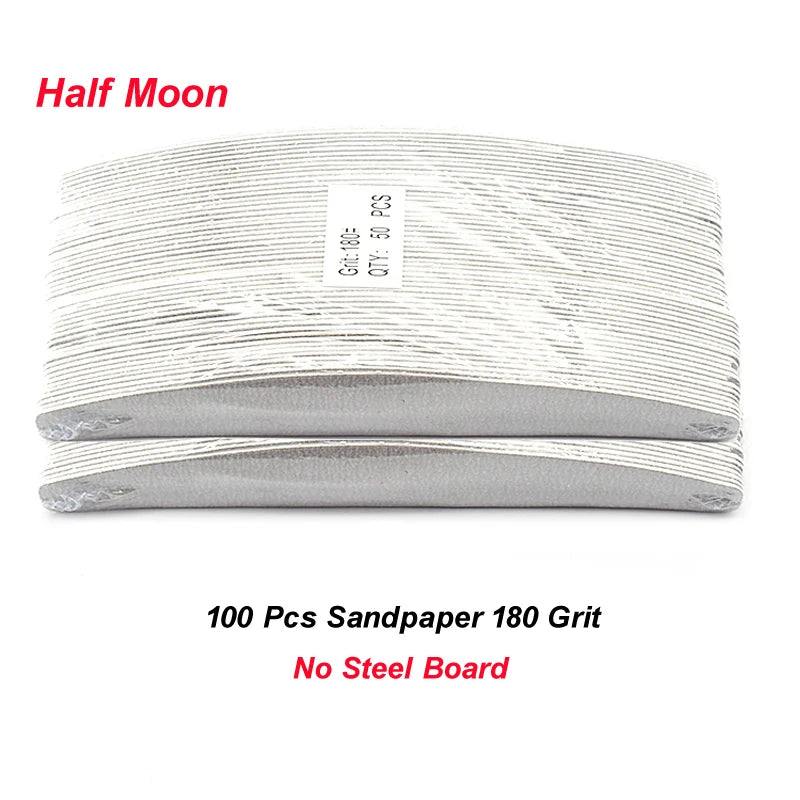 100Pcs/Lot Moon Replacement Sandpaper Files with Metal Handle – Multi-Grit Set (80, 100, 180, 240) for Saws