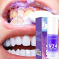 V34 Purple Teeth Whitening Toothpaste Remove Plaque Stains Cleaning Oral Hygiene Dental Bleach Tools Fresh Breath Beauty Health