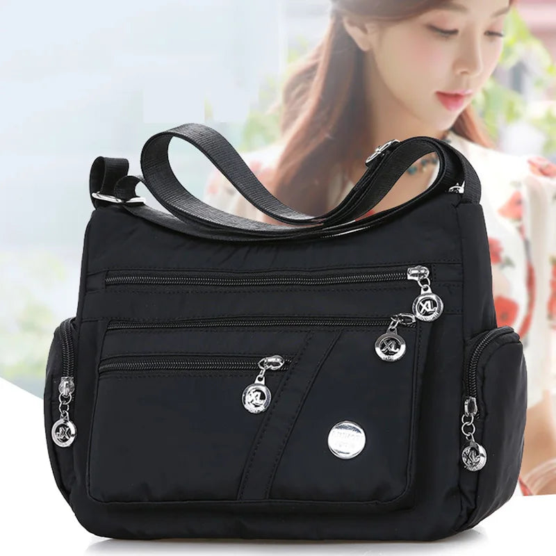 Large Capacity Women Crossbody Bag Waterproof Tote Casual Nylon Shoulder Bag Purse Handbag Lightweight Travel Messenger Bag