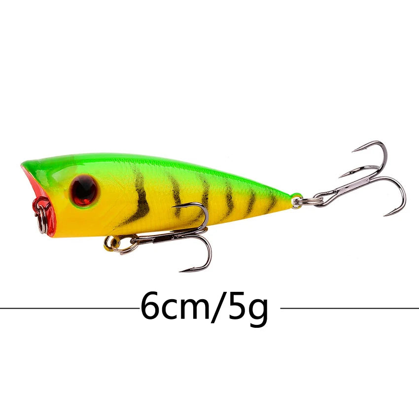 1Pcs 7cm 12g Popper Fishing Lure Hard Artificial Bait Topwater with 2 Treble Hooks Carp Fishing Lures Wobbler Crankbait Pesca