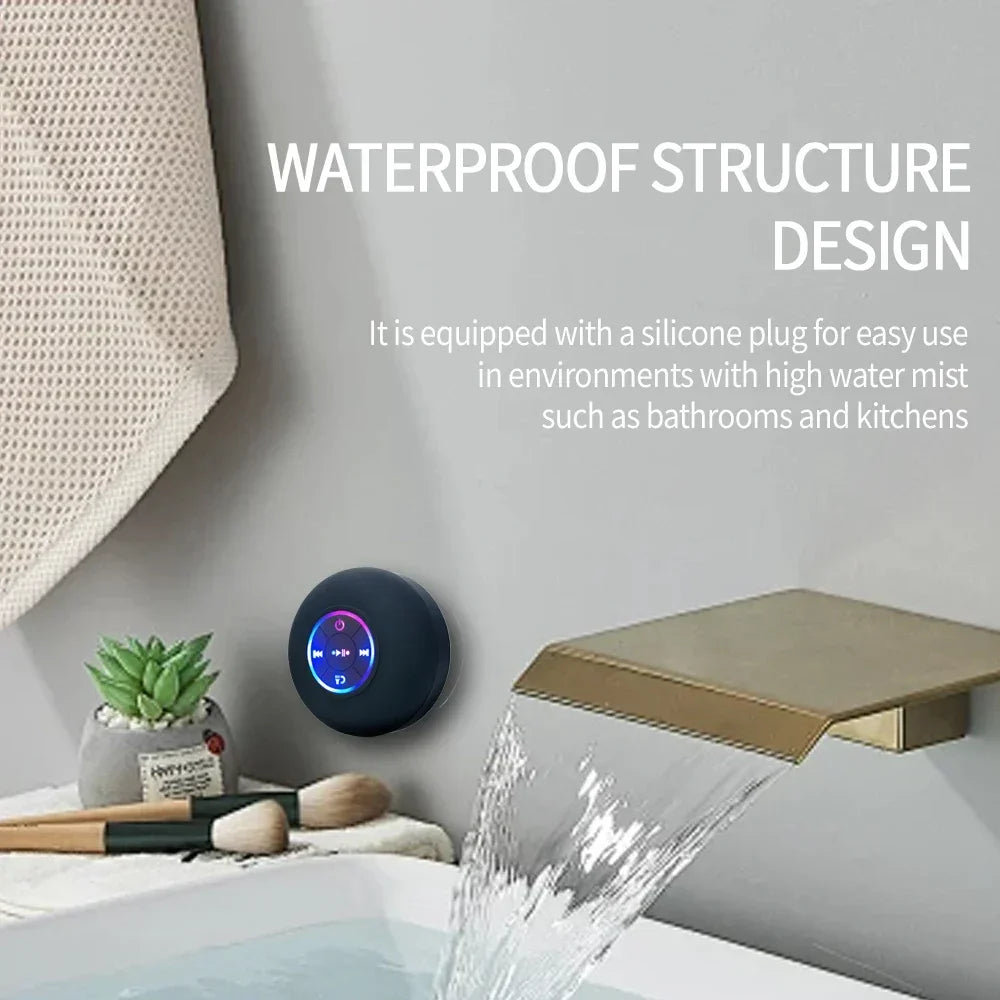 Haut-parleur Bluetooth sans fil portable LED IPX4 haut-parleur étanche salle de bain extérieure grande ventouse mini boîte de son stéréo