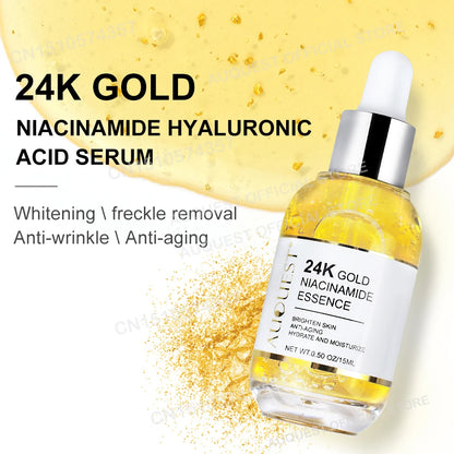 Niacinamide Serum with Hyaluronic Acid & 24K Gold Essence – Whitening, Anti-Aging, & Collagen-Boosting Facial Serum (30ml)