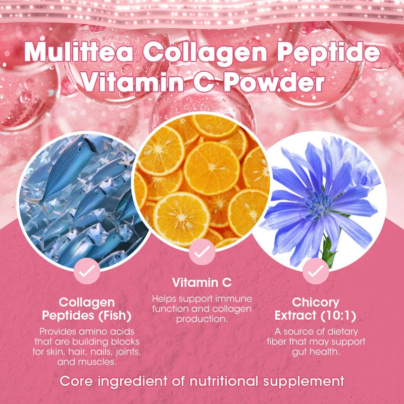 Mulittea Collagen Peptide Powder Hyaluronic Acid for Hair, Skin, Nails and Joints Supports Naturally Sourced Hydrolyzed Protein