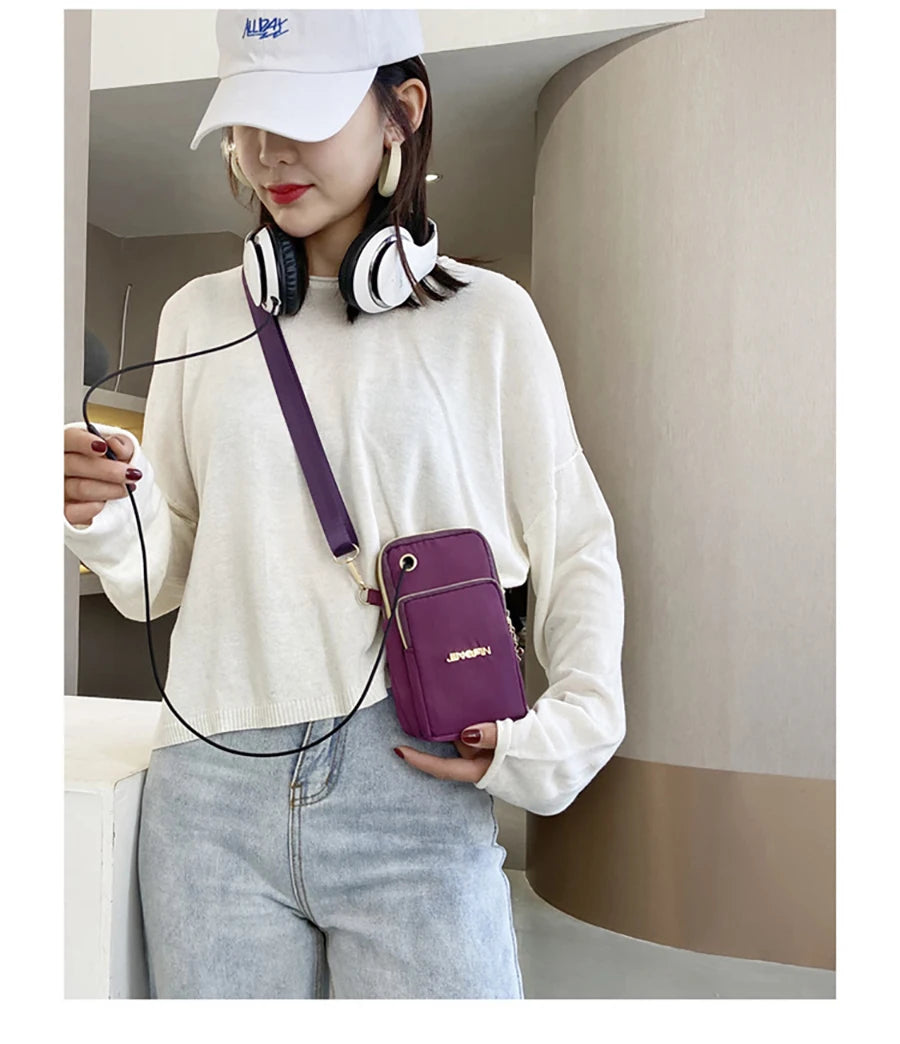 Buylor New Mobile Phone Crossbody Bags for Women Fashion Women Shoulder Bag Cell Phone Pouch, With Headphone Plug 3 Layer Wallet