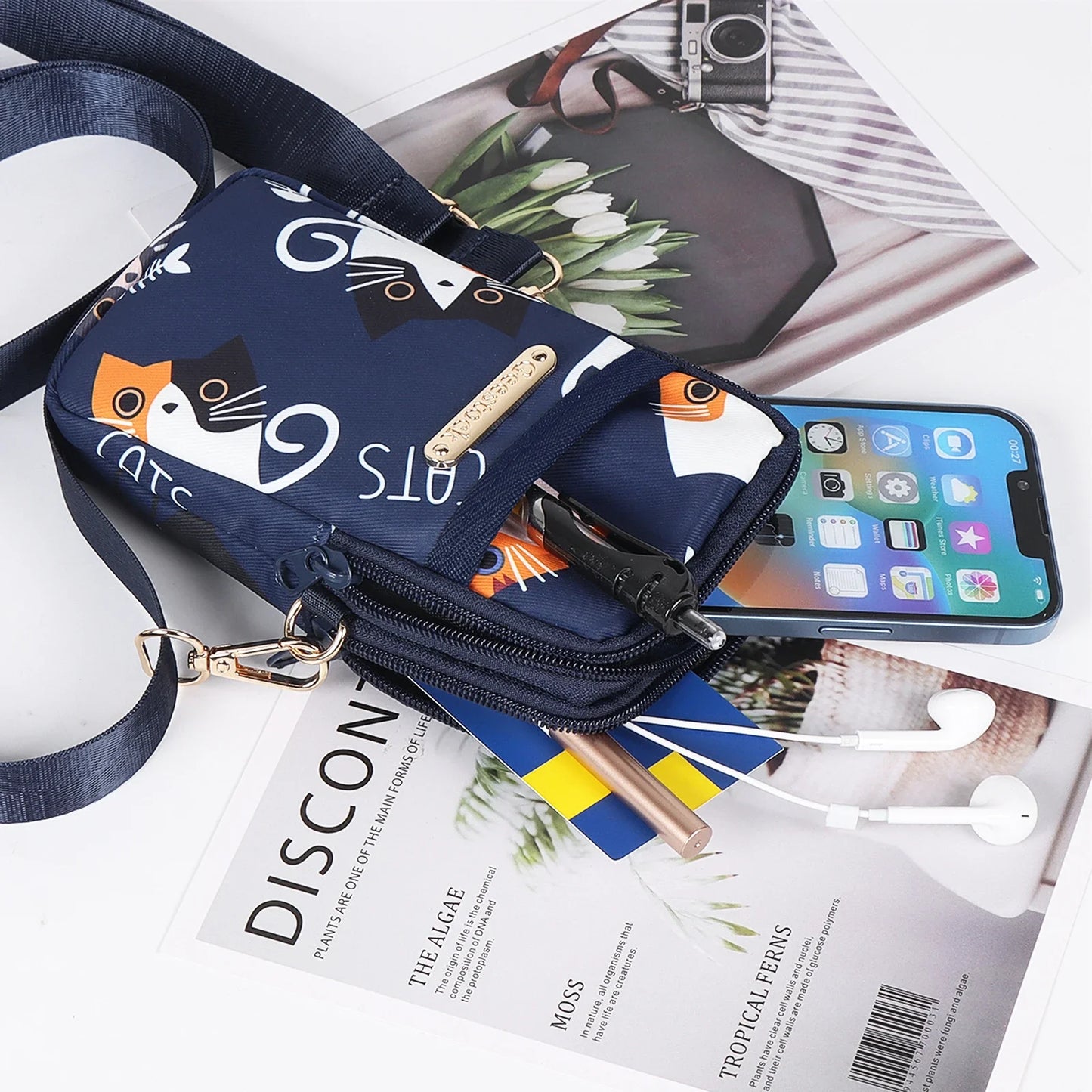 Buylor New Mobile Phone Crossbody Bags for Women Fashion Women Shoulder Bag Cell Phone Pouch, With Headphone Plug 3 Layer Wallet