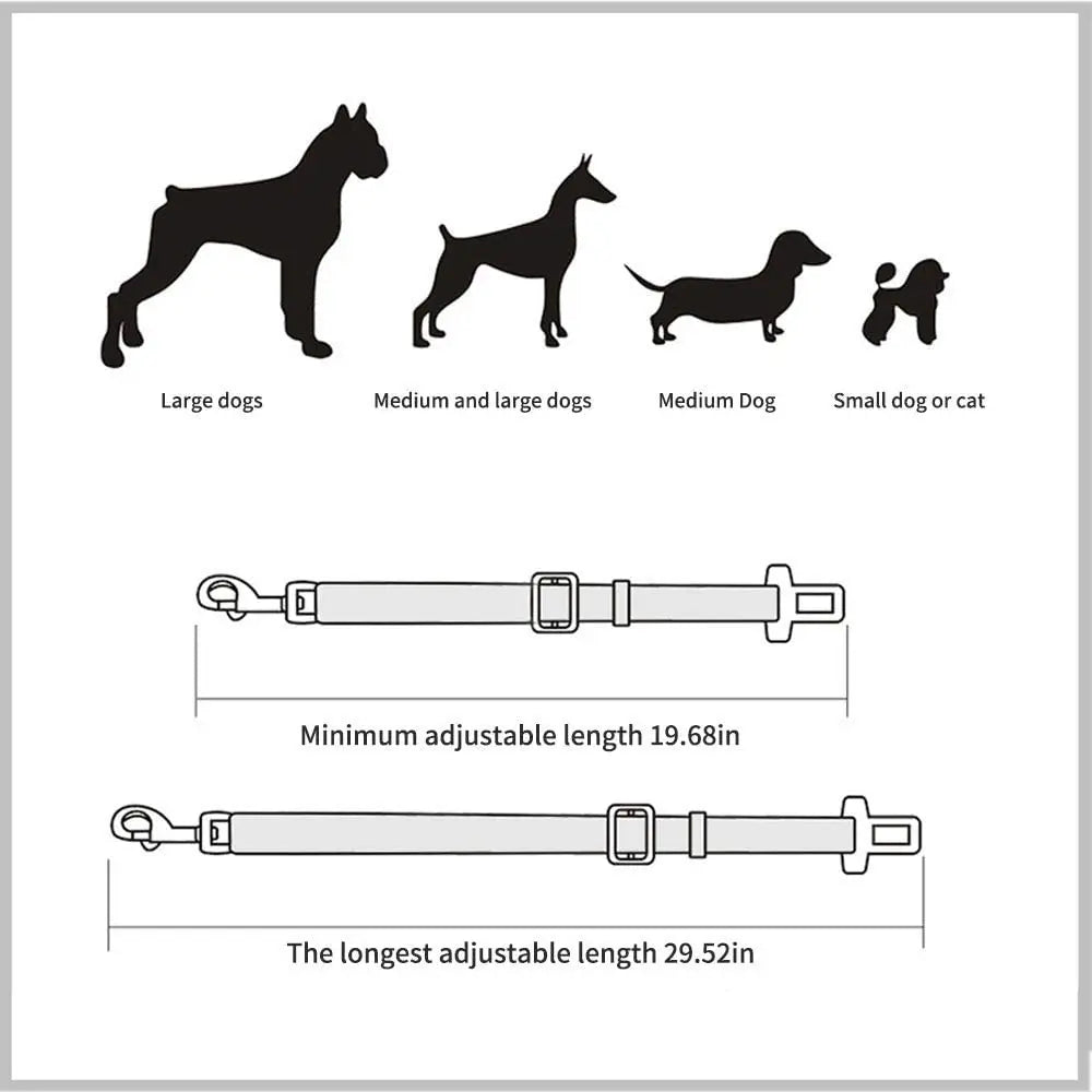 Adjustable Pet Cat Dog Car Seat  Belt Pet Seat Vehicle Dog Harness Lead Clip Safety Lever Traction Dog Collars Dog Accessoires