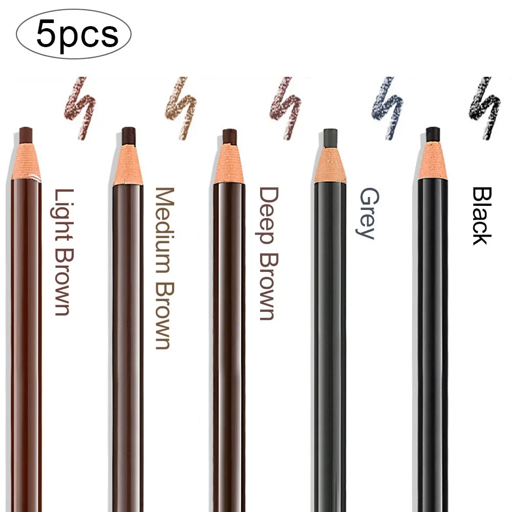 5pcs Professional Microblading Eyebrow Pencils – Waterproof & Long-Lasting