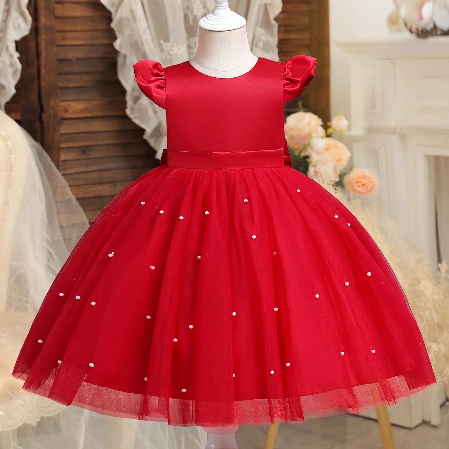 Robe de princesse rouge pour petite fille