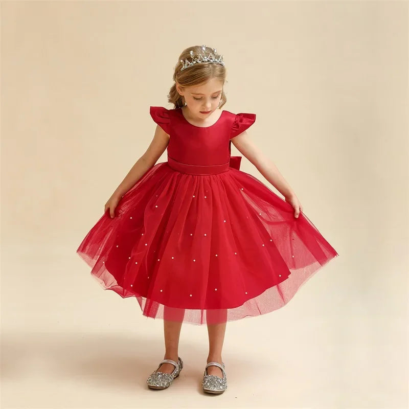 Robe de princesse rouge pour petite fille