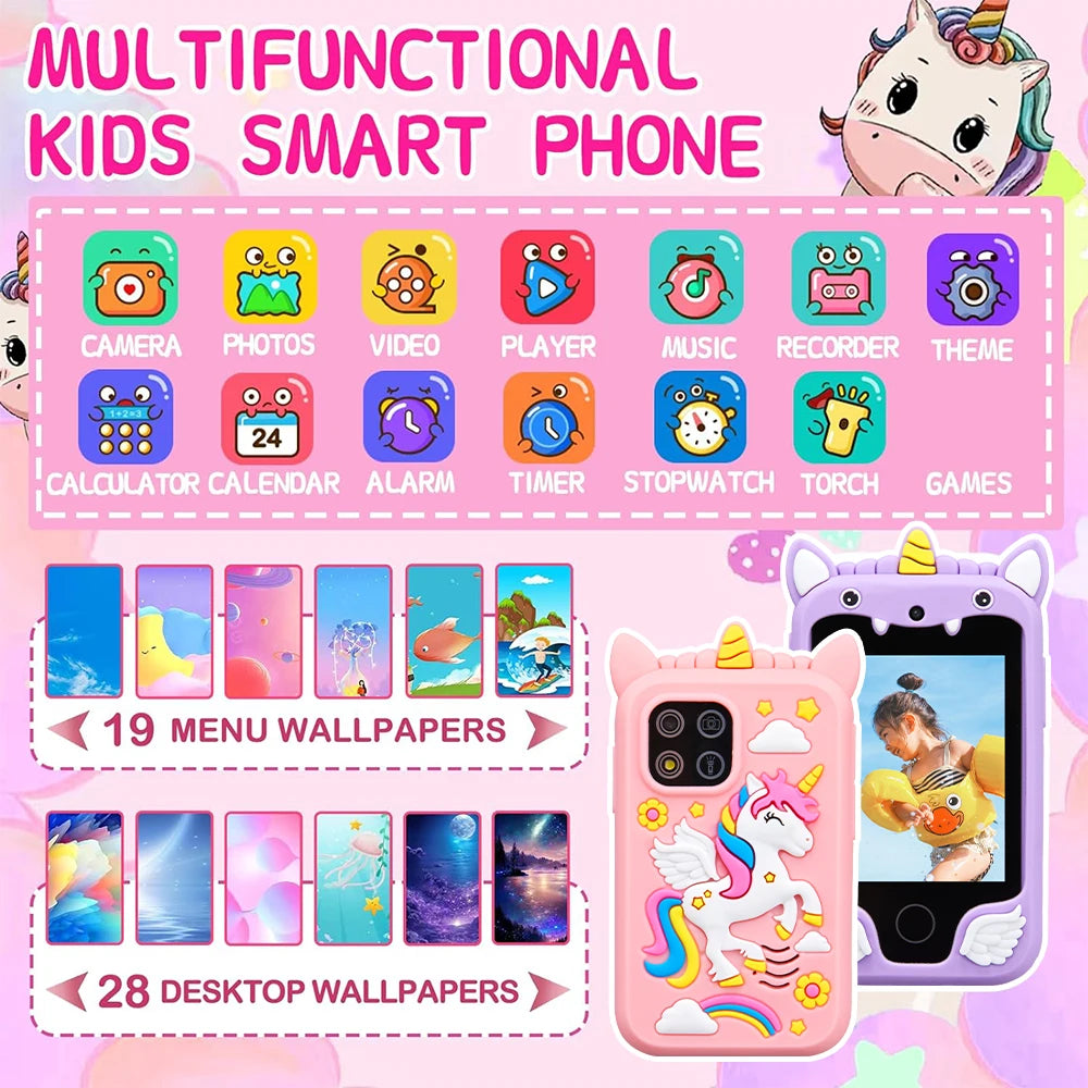 Kids Musical Smart Phone Toy | Cartoon Unicorn Touchscreen Educational Fun