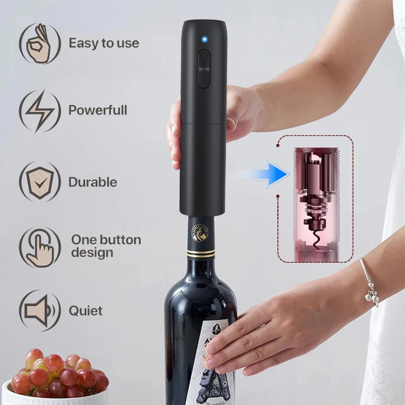 Tire-bouchon électrique pour bouteille de vin, tire-bouchon automatique pour vin rouge, ouvre-bouteille rechargeable avec base de chargement, outils, accessoires de cuisine