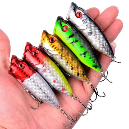 1Pcs 7cm 12g Popper Fishing Lure Hard Artificial Bait Topwater with 2 Treble Hooks Carp Fishing Lures Wobbler Crankbait Pesca