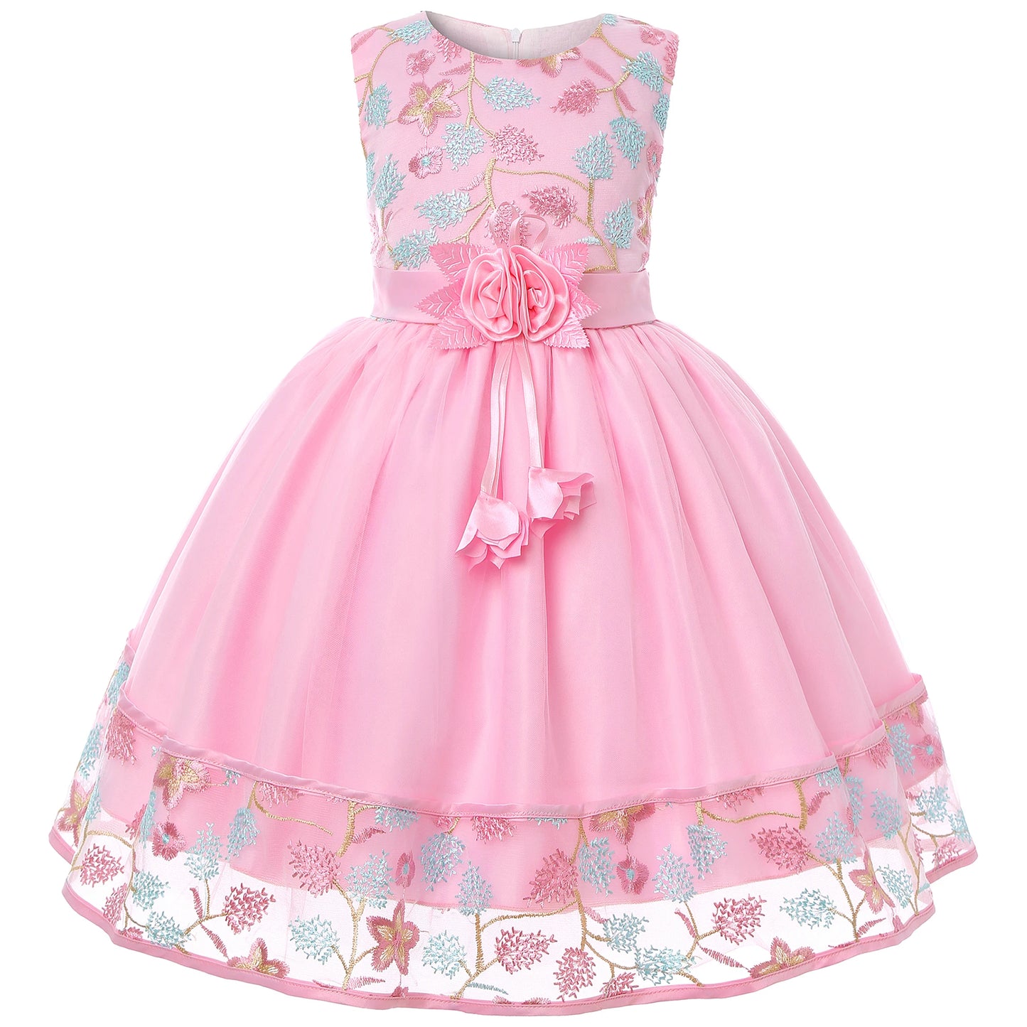 Europäischen und Amerikanischen stickerei kleid kleid mädchen party spitze prinzessin kleid blume kind net gaze Pengpeng kleid