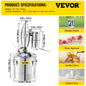 VEVOR 20L 30L 50L 70L Alcohol Distiller Machine Beer Brewing Equipment DIY Wine Moonshine Apparatus Dispenser Kit Home Appliance