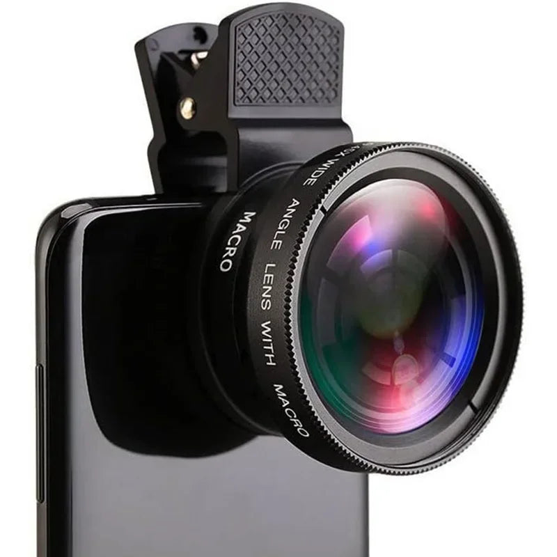 2 in 1 Lens Universal Clip 37mm Mobile Phone Lens Professional 0.45X 49Uv Super Wide-Angle + Macro Hd Lens for iPhone Android