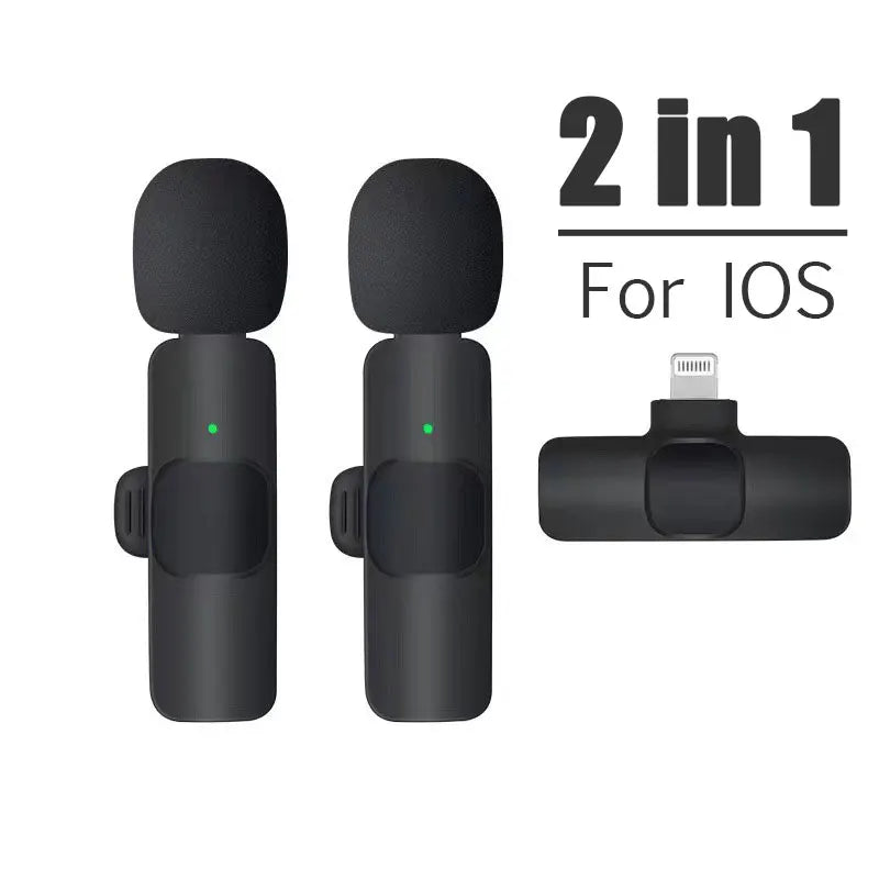 Wireless Lavalier Microphone Portable Audio Video Recording Mini Mic for iPhone Android Live Broadcast Gaming Phone Mic