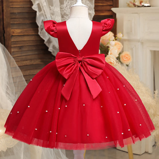 Adorable Toddler Girl Red Christmas Princess Dress