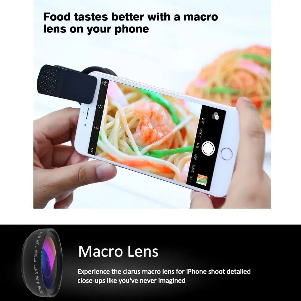 2 in 1 Lens Universal Clip 37mm Mobile Phone Lens Professional 0.45X 49Uv Super Wide-Angle + Macro Hd Lens for iPhone Android