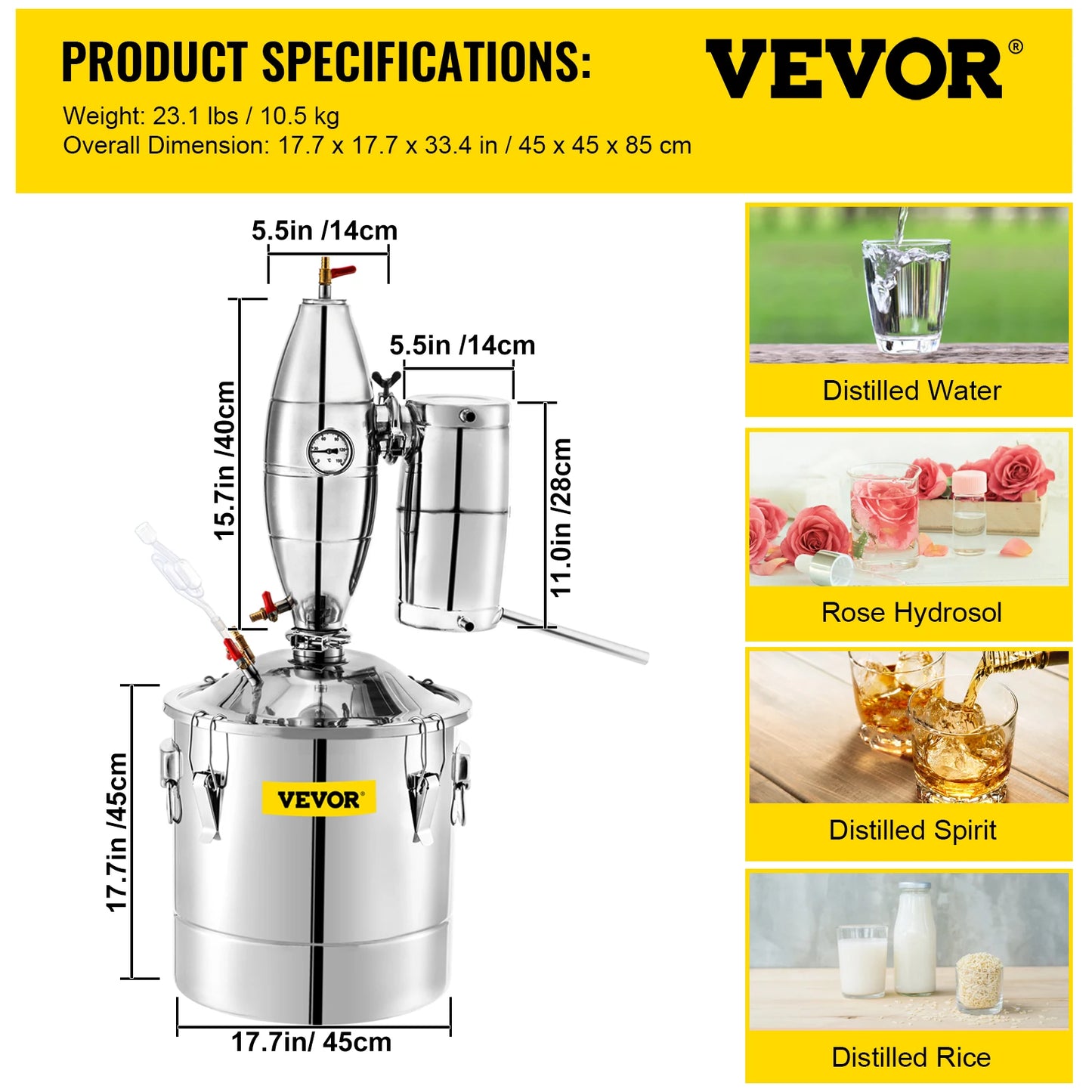 VEVOR 20L 30L 50L 70L Alcohol Distiller Machine Beer Brewing Equipment DIY Wine Moonshine Apparatus Dispenser Kit Home Appliance