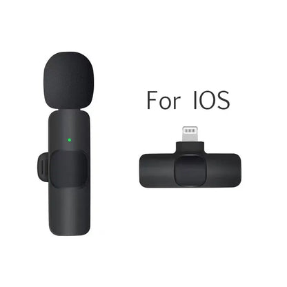 Wireless Lavalier Microphone Portable Audio Video Recording Mini Mic for iPhone Android Live Broadcast Gaming Phone Mic