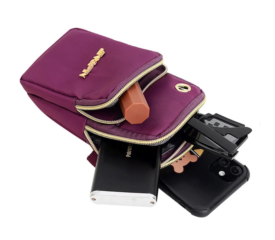 Buylor Nouveaux sacs à bandoulière pour téléphone portable pour femmes Sac à bandoulière tendance pour femmes Pochette pour téléphone portable avec prise casque Portefeuille à 3 couches