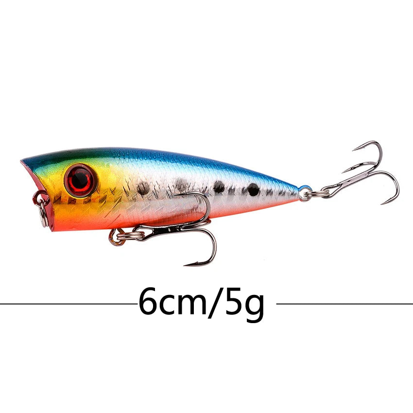 1Pcs 7cm 12g Popper Fishing Lure Hard Artificial Bait Topwater with 2 Treble Hooks Carp Fishing Lures Wobbler Crankbait Pesca