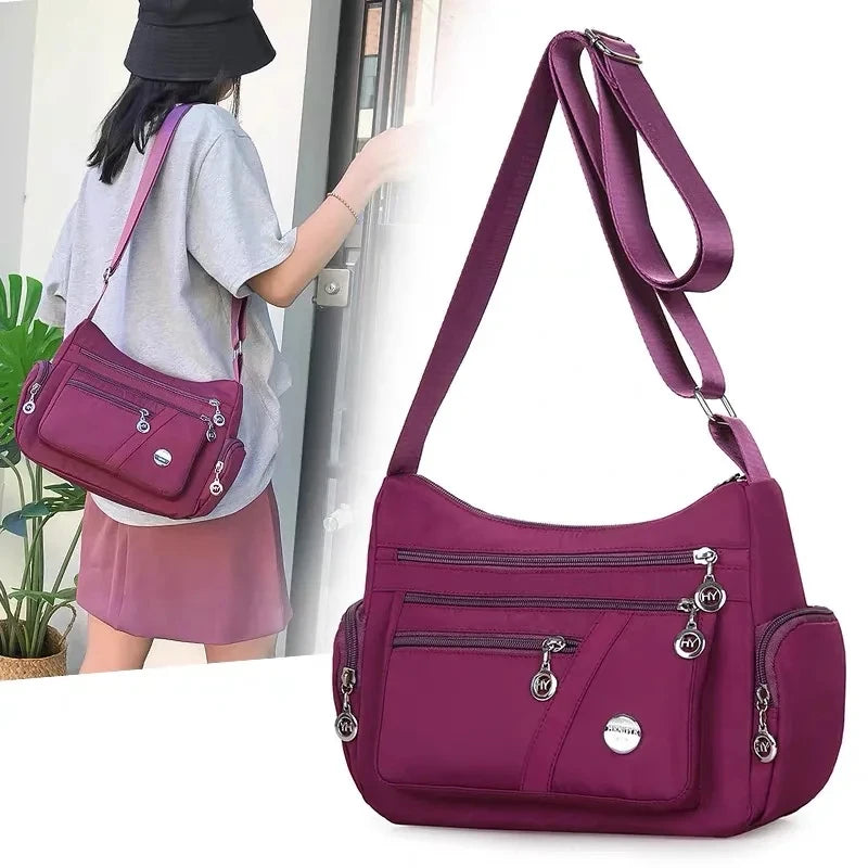 Large Capacity Women Crossbody Bag Waterproof Tote Casual Nylon Shoulder Bag Purse Handbag Lightweight Travel Messenger Bag