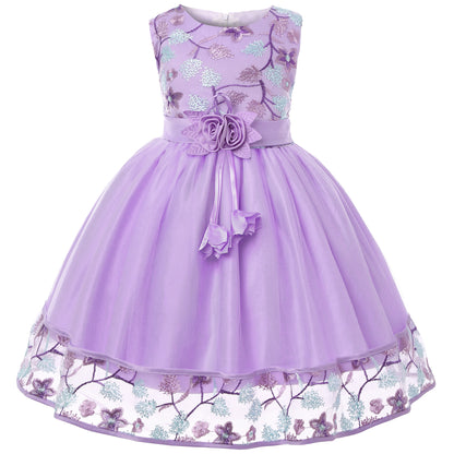 Europäischen und Amerikanischen stickerei kleid kleid mädchen party spitze prinzessin kleid blume kind net gaze Pengpeng kleid