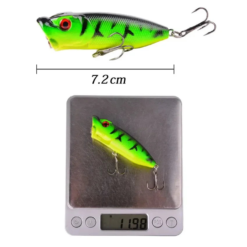 1Pcs 7cm 12g Popper Fishing Lure Hard Artificial Bait Topwater with 2 Treble Hooks Carp Fishing Lures Wobbler Crankbait Pesca