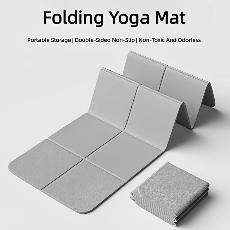 Foldable Yoga Mat Eco Friendly Tpe Folding Travel Fitness Exercise Double Sided Non-Slip For Pilates & Floor Workouts