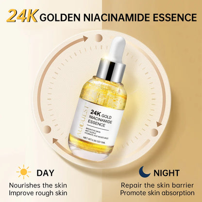 Niacinamide Serum with Hyaluronic Acid & 24K Gold Essence – Whitening, Anti-Aging, & Collagen-Boosting Facial Serum (30ml)