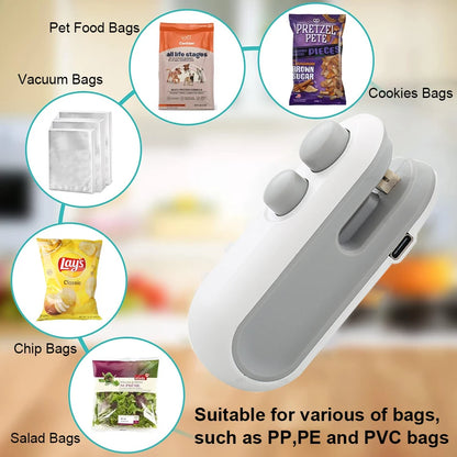 2-in-1 Mini Sealing Machine | USB Rechargeable Heat Sealer for Plastic Bags