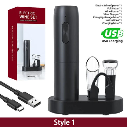 Electric Wine Bottle Opener Automatic Red Wine Corkscrew Rechargeable Wine Opener with Charging Base Tools Kitchen Accessories