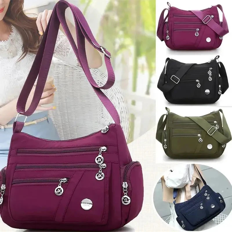 Large Capacity Women Crossbody Bag Waterproof Tote Casual Nylon Shoulder Bag Purse Handbag Lightweight Travel Messenger Bag