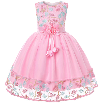 Robe de broderie européenne et américaine robe de soirée en dentelle pour fille robe de princesse en gaze filet pour enfant robe Pengpeng