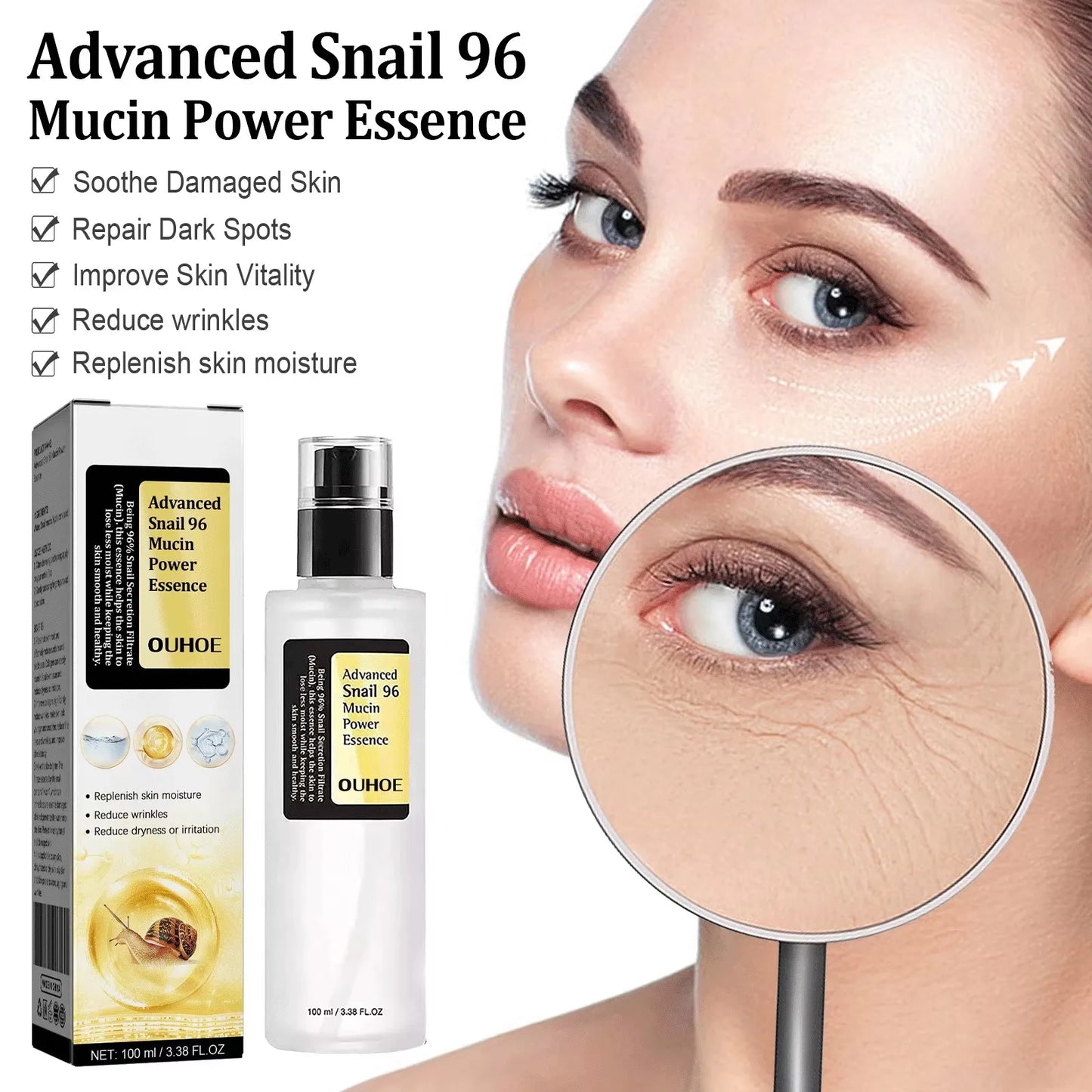 Snail Anti-Aging Serum - Advanced Moisturizing Skin Care | Firming, Tightening & Collagen Boosting Essence (100ml)