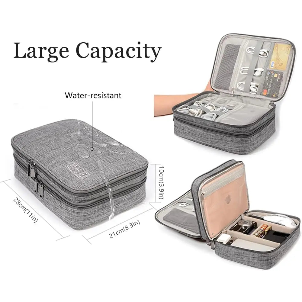 Travel Electronics Organizer Travel Cord Organizer Case Tech Storage Bag Extra Large 3Layers Universal Carry Cable Bag for Phone