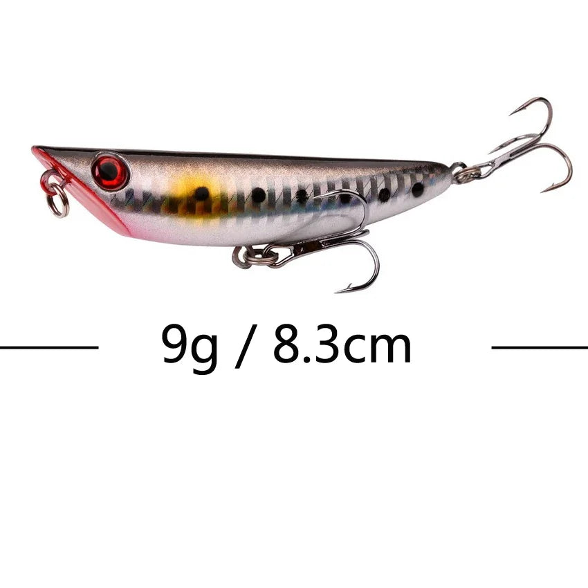 1Pcs 7cm 12g Popper Fishing Lure Hard Artificial Bait Topwater with 2 Treble Hooks Carp Fishing Lures Wobbler Crankbait Pesca