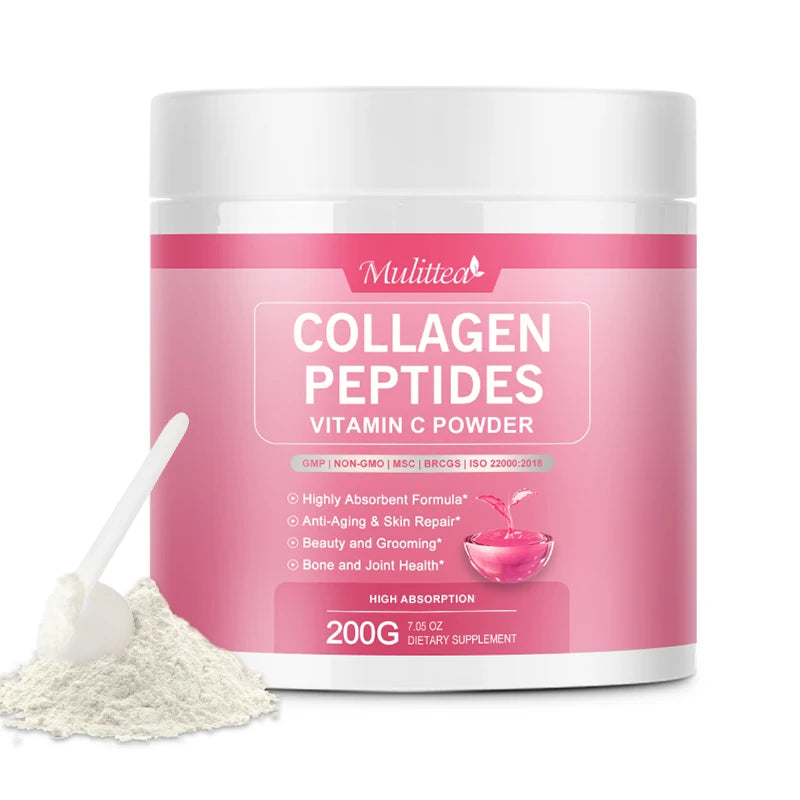 Mulittea Collagen Peptide Powder Hyaluronic Acid for Hair, Skin, Nails and Joints Supports Naturally Sourced Hydrolyzed Protein