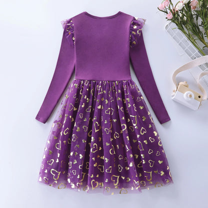 Girls' Unicorn Mesh Dress | Long Sleeve Autumn | Tamalaki