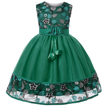 Europäischen und Amerikanischen stickerei kleid kleid mädchen party spitze prinzessin kleid blume kind net gaze Pengpeng kleid